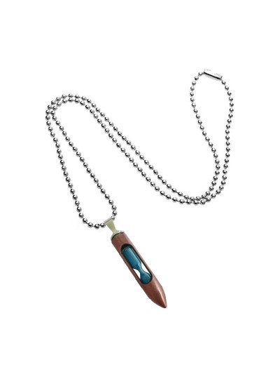 Bullet Glass Blue Sand Timer Pendant By Menjewell